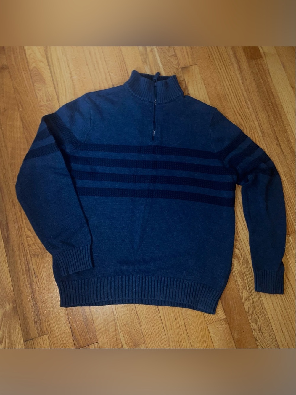 Tahari Navy and Dark Navy Zip Mock Neck Sweater